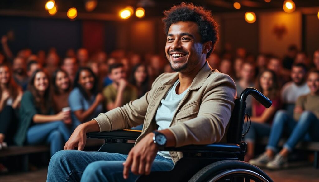 découvrez comment un humoriste handicapé révolutionne l'humour en brisant les stéréotypes et en changeant les perceptions grâce à son talent unique.